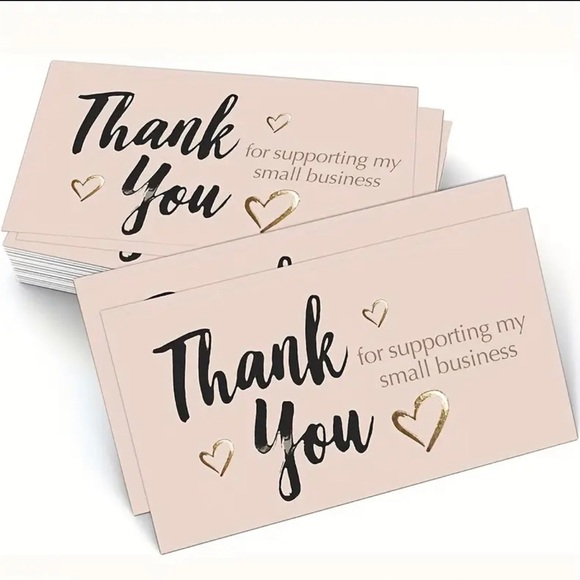 Elegant Thank You Cards for Small Business - Cream and Gold - Picture 1 of 3